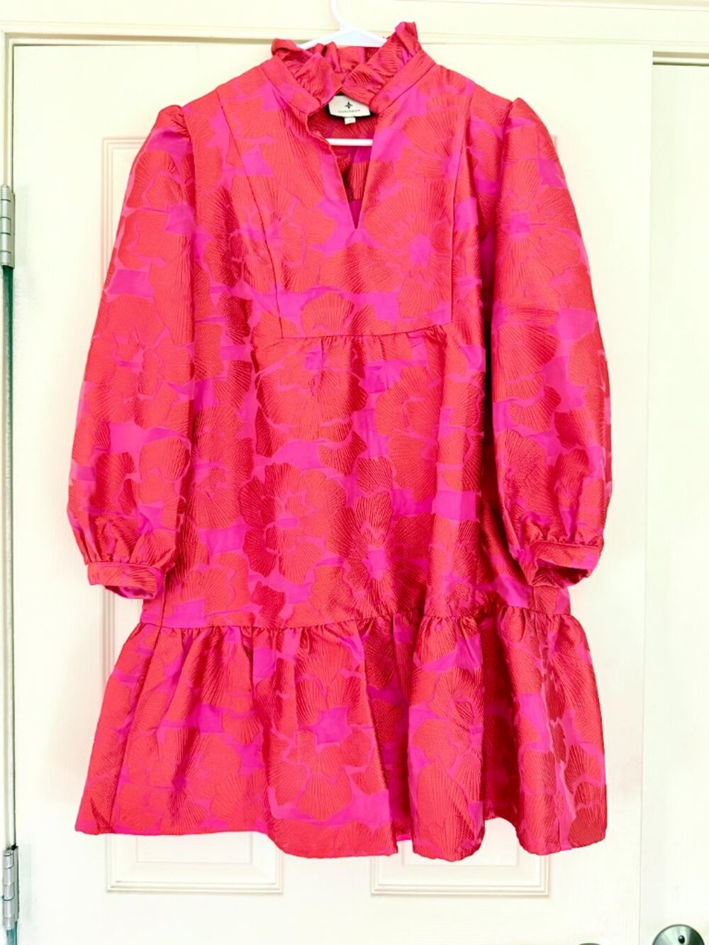Tuckernuck Red Fil Coupe Palmerston Dress Medium Red Pink Floral Mini Pockets